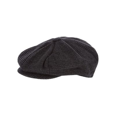 Dark grey wool blend baker boy cap